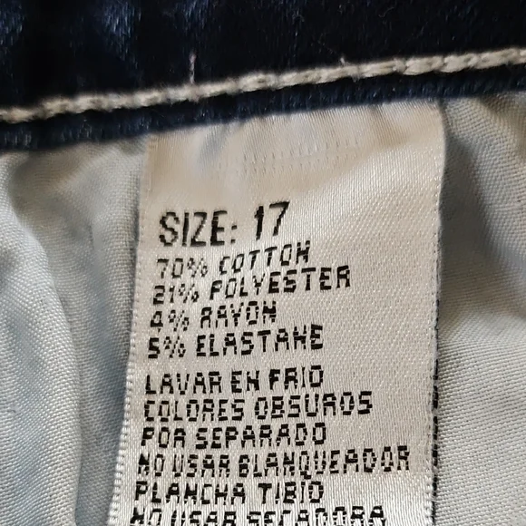 BAMBOO Women's Dark Blue Boot Cut/Flare DistressedJeans - Picture 9 of 13